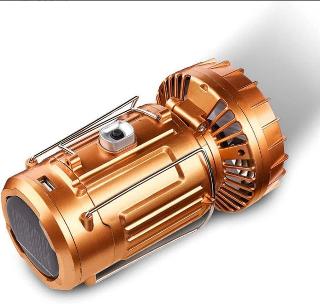 Ηλιακό Επαναφορτιζόμενο 6 Σε 1 Φορητό Φανάρι Κάμπινγκ LED Εξωτερικού Χώρου Με Ανεμιστήρα