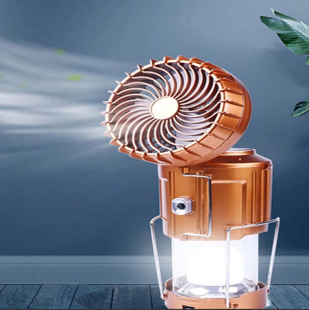 Ηλιακό Επαναφορτιζόμενο 6 Σε 1 Φορητό Φανάρι Κάμπινγκ LED Εξωτερικού Χώρου Με Ανεμιστήρα