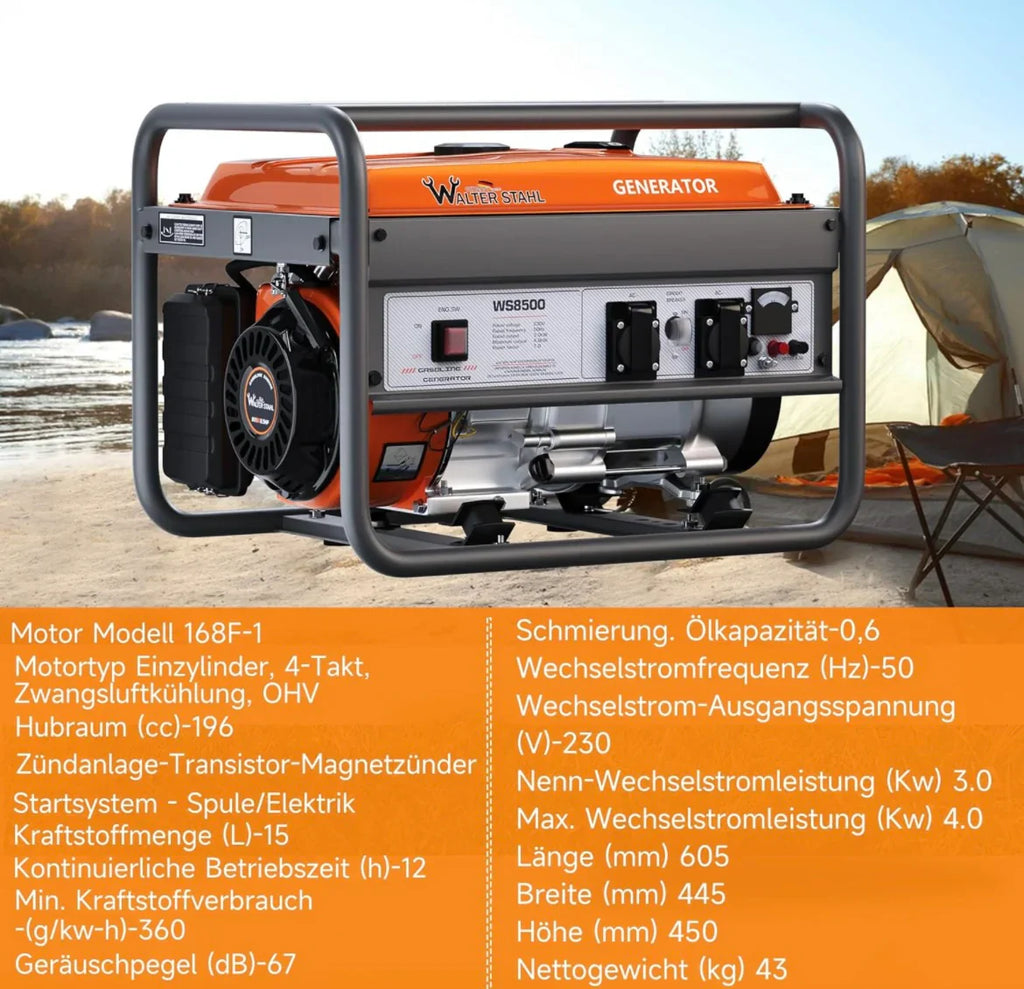 Επαγγελματική Γεννήτρια WalterStahl WS8500 GERMANY 4000W