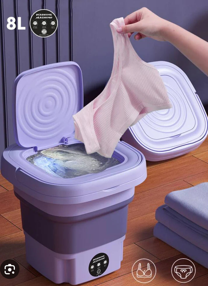 Πτυσσόμενο μίνι πλυντήριο ρούχων 8L για ασφαλές και άνετο ταξίδι. Ιδανικό για εσώρουχα, κάλτσες, βρεφικά ρούχα και αρκουδάκια